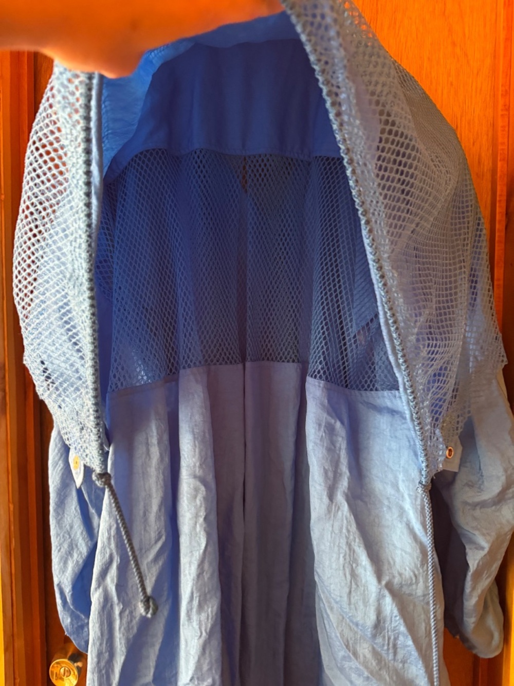 INCREDIBLE Issey Miyake Vintage Blue Mesh Rain Jacket - Picture 6 of 12